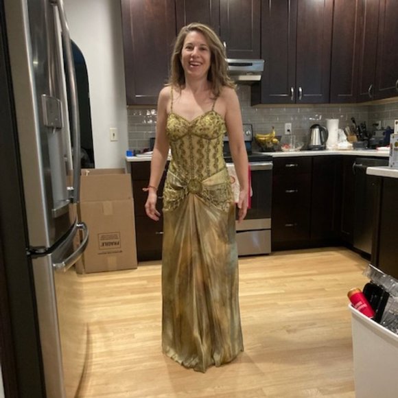 Hand dyed and beaded silk long dress - Picture 6 of 6